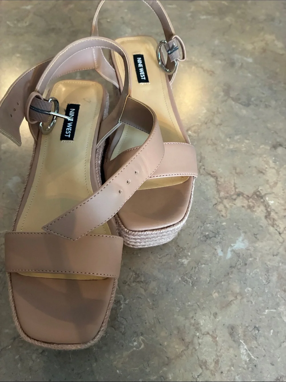 Nine West Nude/Tan Espadrille Platform Sandals
